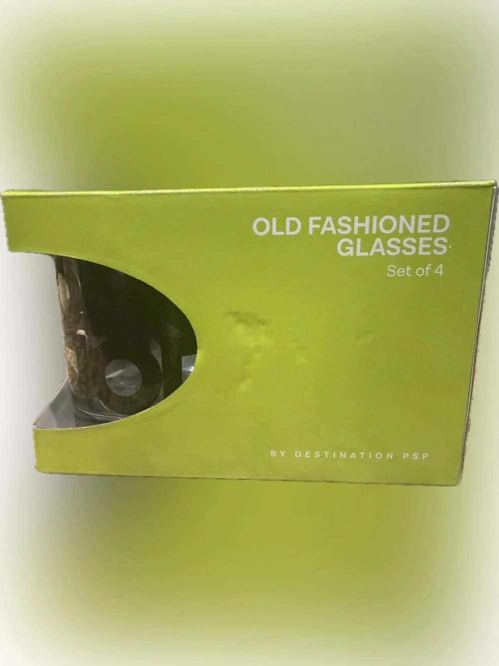 Destination PSP Old Fashioned Glasses Set of 4 - Black/White Design | Brand New